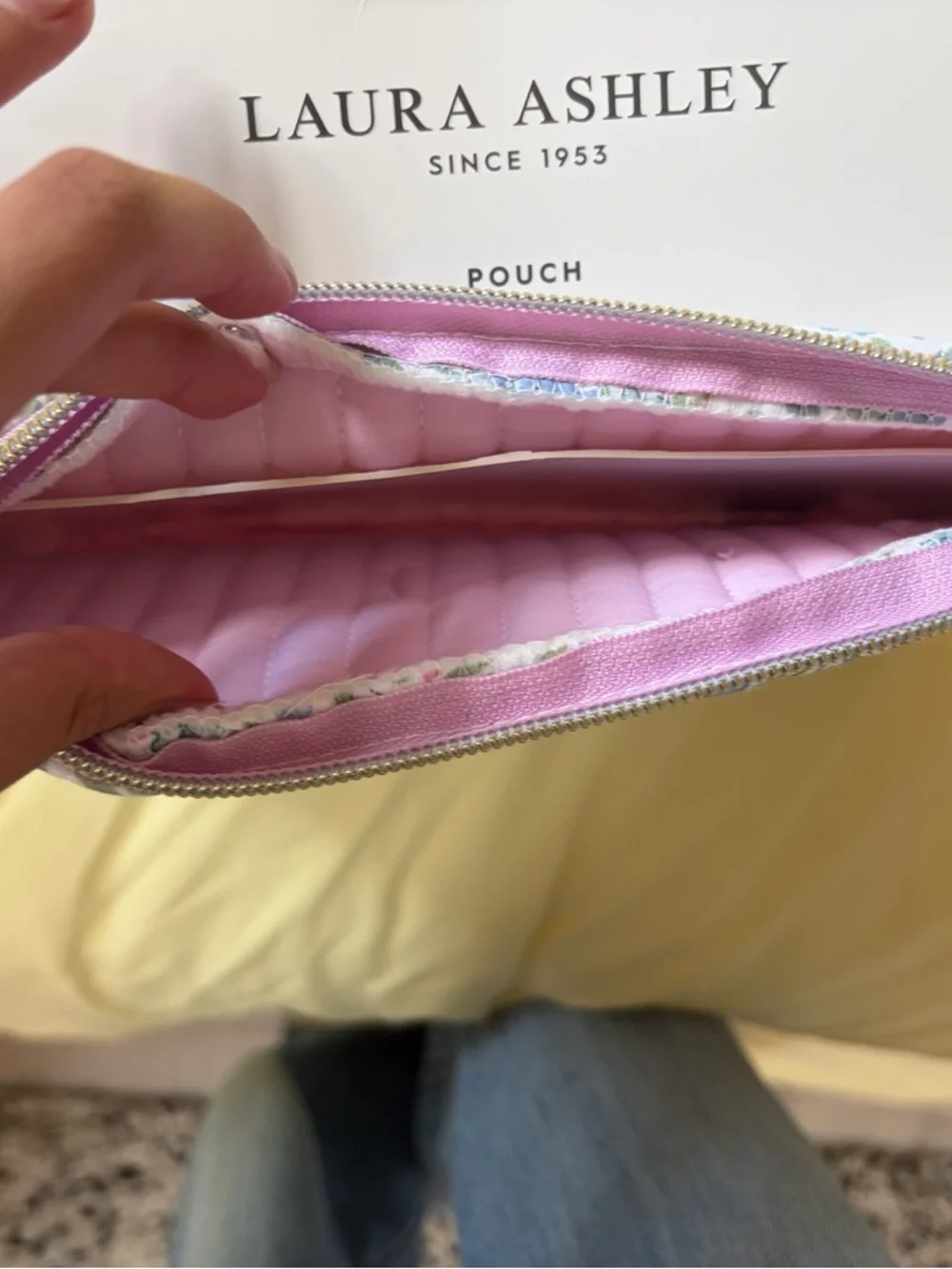 Laura Ashley Quilted Floral Cosmetic Pouch in Pink, Blue & Green